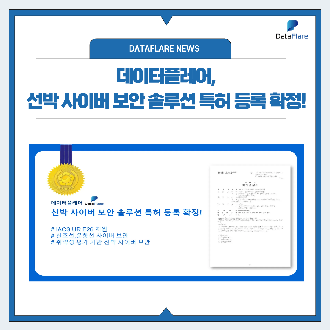 선박 사이버 보안 솔루션 특허 등록 확정!